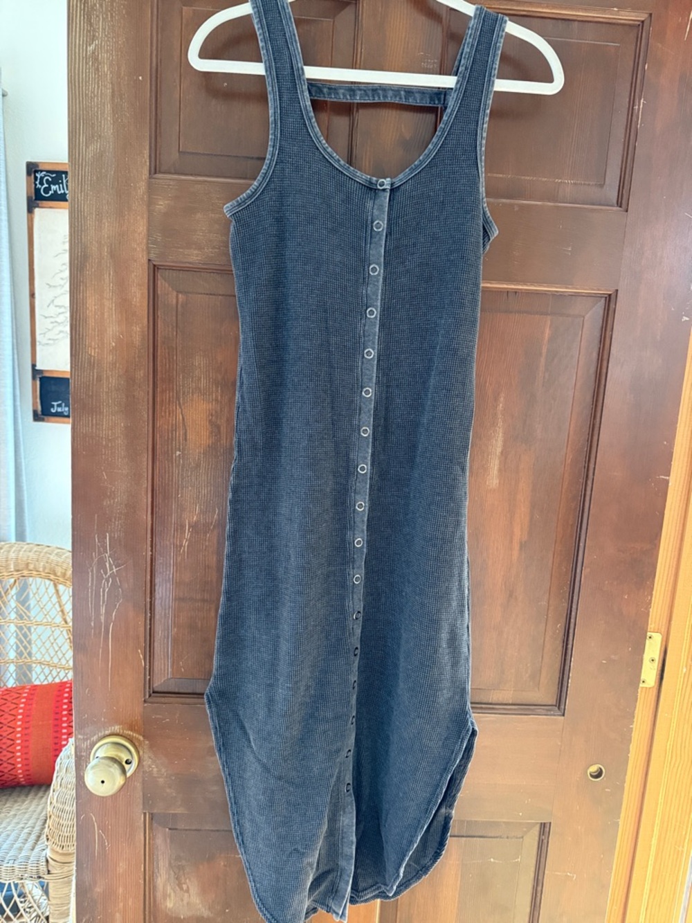 Anthropologie Button-Front Midi Tank Dress in Washed Navy
